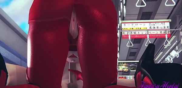  Evangelion Hentai 3D - Shinji handjob blowjob and fucks Asuka in a Train - Anime Manga Japanese Porn